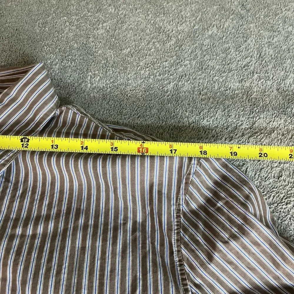 American Eagle Men's L Vintage Fit Striped Button Down Shirt Brown Tan Long SLV
